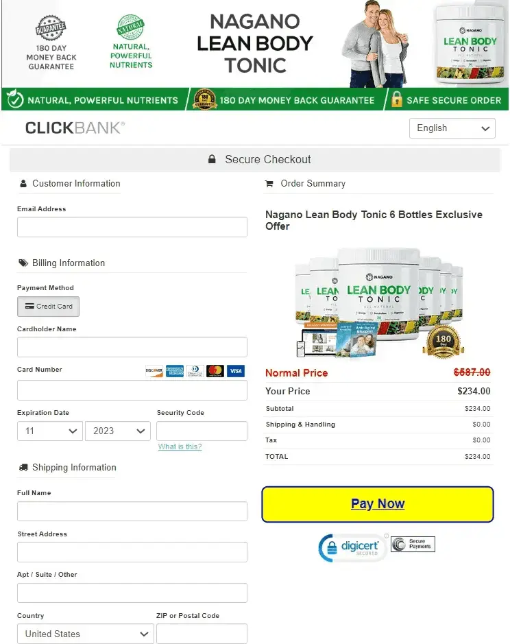 Nagano Tonic Secure Checkout